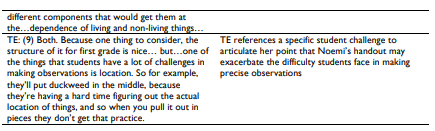 Table 5.6 Noemi’s Experience Feedback Discussion